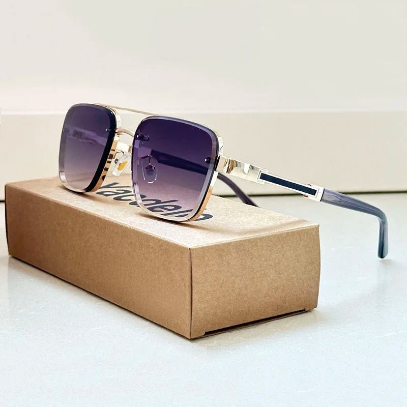 Herren Retro Aviator Sonnenbrille Titanrahmen und Verlaufgläser