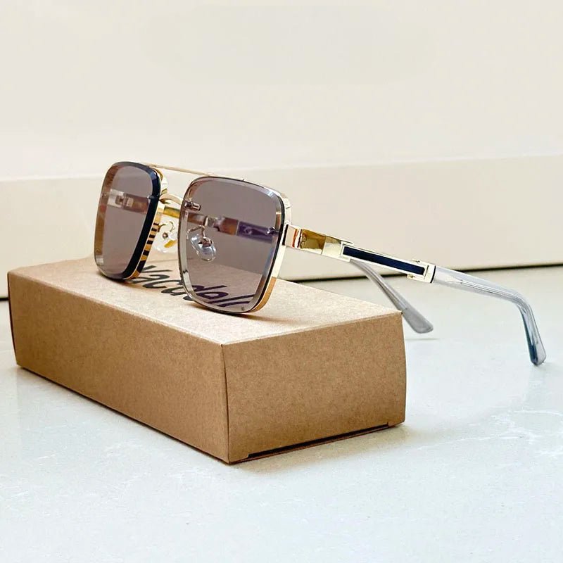 Herren Retro Aviator Sonnenbrille Titanrahmen und Verlaufgläser