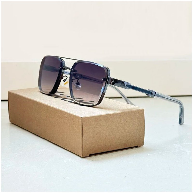 Herren Retro Aviator Sonnenbrille Titanrahmen und Verlaufgläser