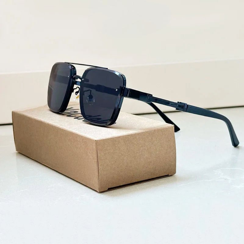 Herren Retro Aviator Sonnenbrille Titanrahmen und Verlaufgläser