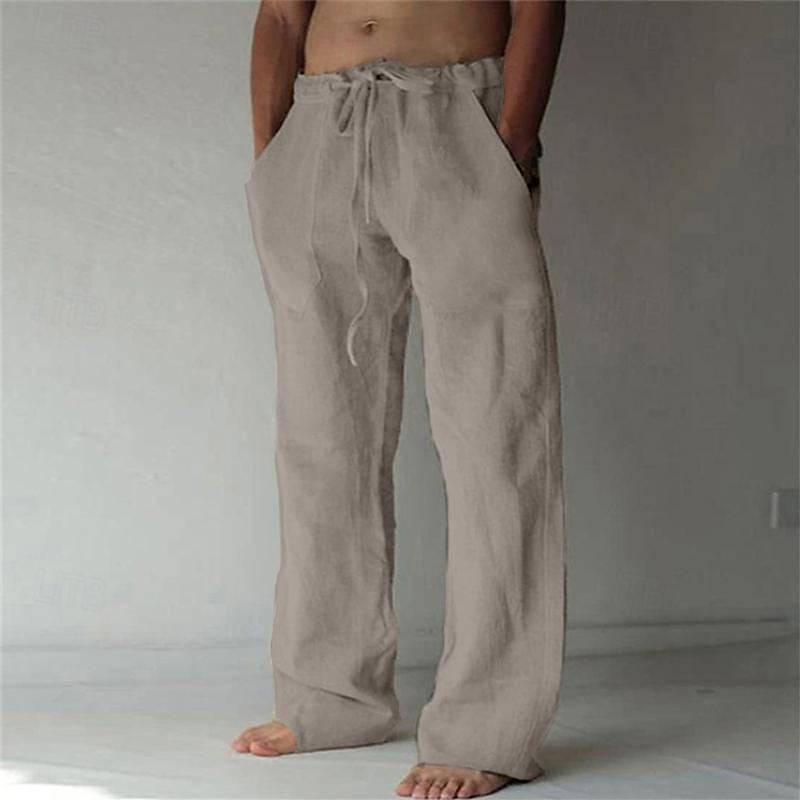 Herren-Leinenhose - Weites Bein mit Taschen