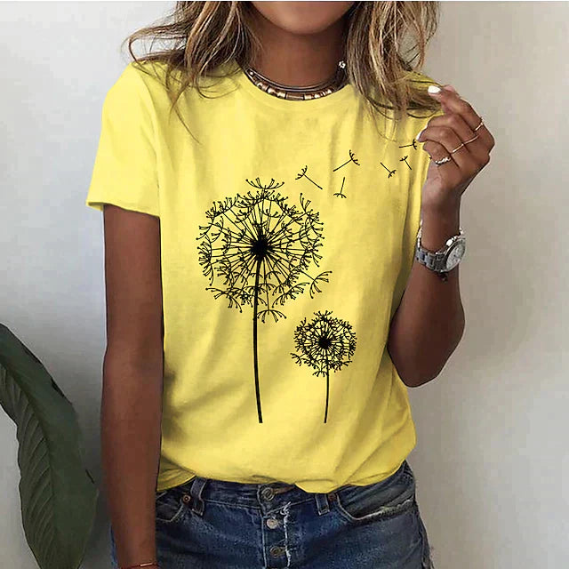 Damen Bedrucktes T-Shirt - Rundhalsausschnitt mit Kurzen Ärmeln
