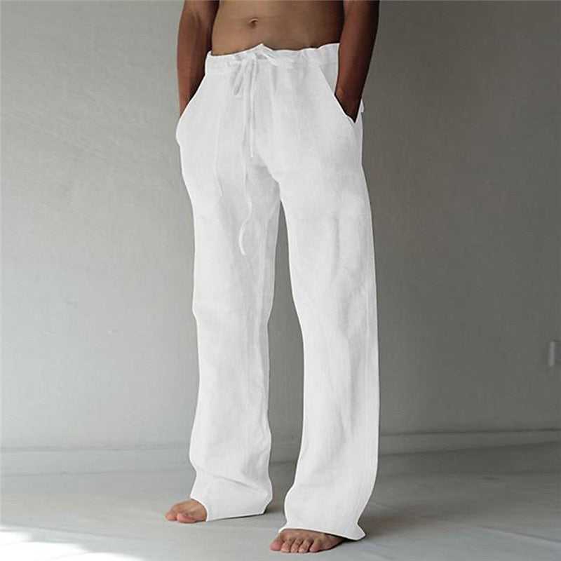 Herren-Leinenhose - Weites Bein mit Taschen