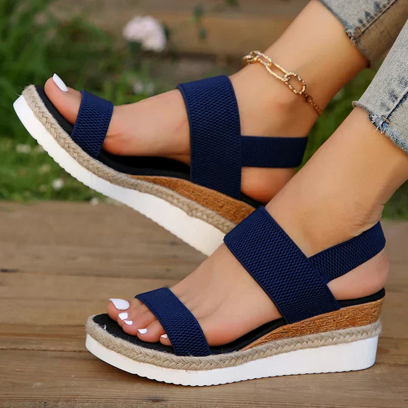 Damen Plateausandalen Offene Zehenpartie und Slingback-Design